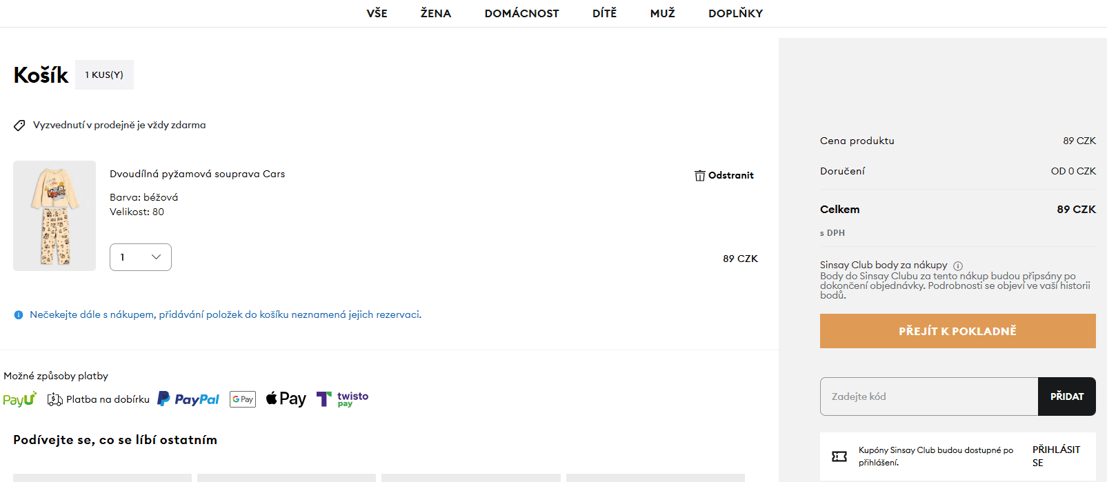 Sinsay - doprava zdarma na vše